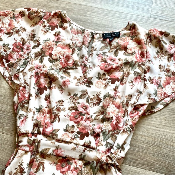 TRIXXI Rust Floral Wrap Dress - Picture 9 of 10